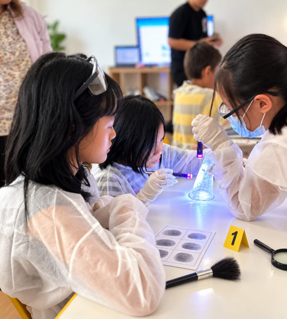 Young scientists examine UV fingerprint clues